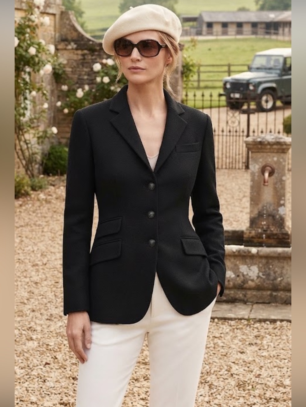 Lauren Ralph Lauren Black Wool Mandarin Collar Jacket Size 16